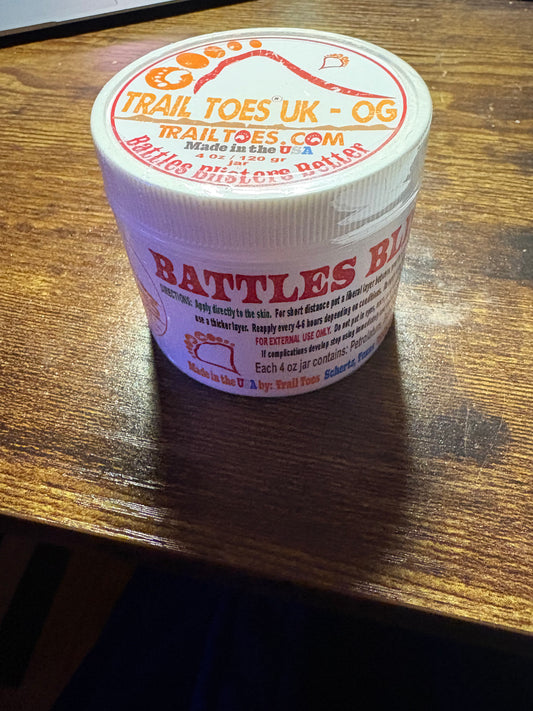 The original Trail Toes blister cream now in a large 4oz jar.
